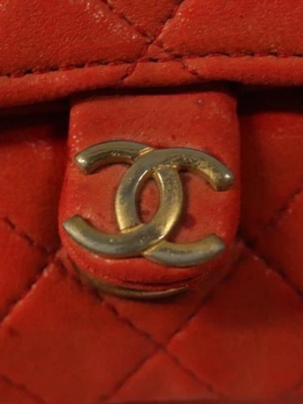 CHANEL Mini Mini Matelasse Charm Lamb Skin Orange CC Auth BD1634 - Picture 10 of 15